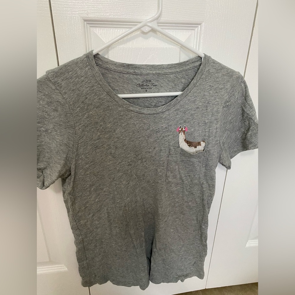 J Crew skateboard llama pocket tee